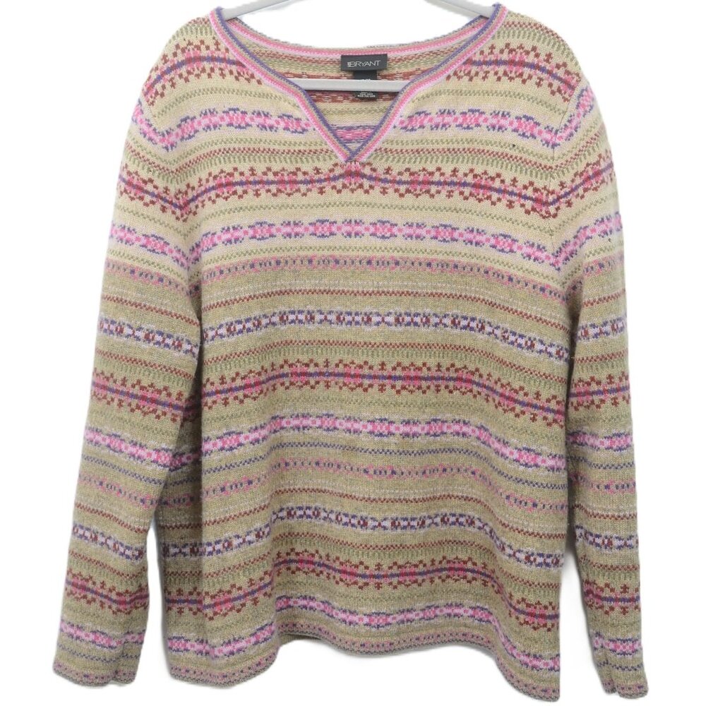 Lane Bryant Fair isle Snowflakes Lambswool Blend V-neck Sweater Size 18/20